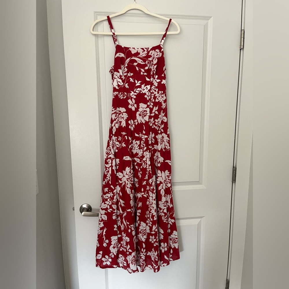 Madewell Red and White Spaghetti Strap Sundress